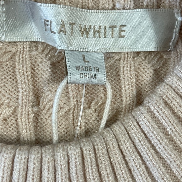 Anthropologie Flat White Ruffled Sweater Mini Dress Size L Cream - Picture 10 of 11